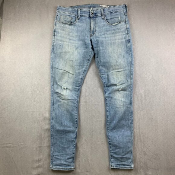 G Star Mens Pants 35 Blue Distressed Jeans 3301 Deconstructed Super Slim 35x32 - Picture 1 of 16